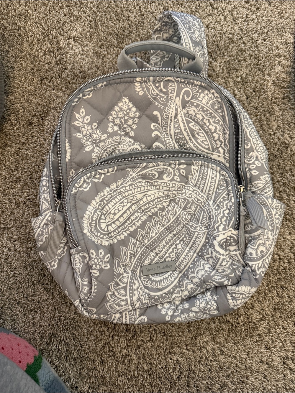 Vera Bradley Gray & White Quilted Paisley Mini Backpack